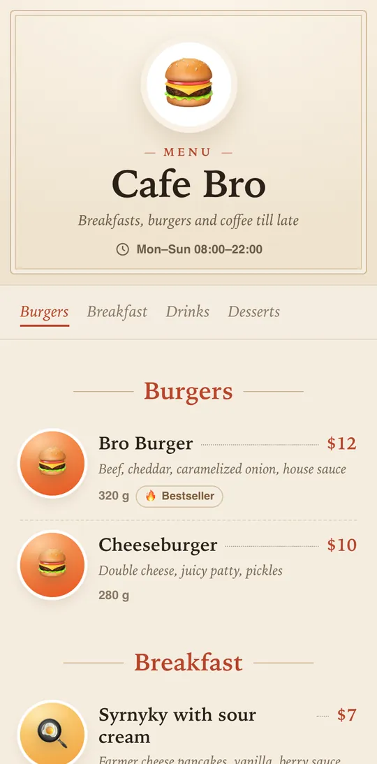 Bistro menu design